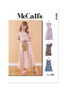 McCall's Pattern M8418 Sleeveless or short sleeved dress has rounded neckline and back keyhole with loop and button closure. Dress A has a sheer overlay. Size: 7-16 New and Unused. Aline Dress Pattern, Easy Dress Pattern, Dress Pattern Free, Simple Dress Pattern, Short Sleeved Dress, Girls Sundress, Teen Dress, Easy Dress, Sewing Patterns Girls