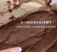 two ingredient cottage cheese fudge recipe with chocolate frosting on the top and bottom