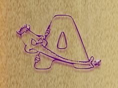 a drawing of a man holding a baseball bat on top of a wooden surface with the letter a in it