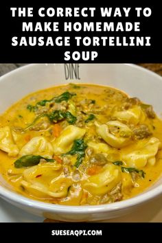 This light & creamy homemade sausage tortellini soup is the perfect easy fall soup recipe! I'll teach you the correct way to make a healthier version, packed with flavorful sausage, tender tortellini, and a lightened-up creamy broth. Perfect for chilly fall nights, this cozy soup is a simple yet satisfying meal that’s full of comfort and goodness. Learn my tips for making it healthier without sacrificing flavor! Creamy Sausage Tortellini Soup, Creamy Sausage Tortellini, Sausage Spinach Pasta, Sausage Tortellini Soup, Cozy Soup, Homemade Soups, Sausage Tortellini, Fall Soup, Bisque Recipe