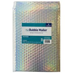 a foil bubble mail bag on white background