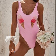 Never Worn Summer Party Bodysuit, Spring Bodysuit For Poolside, One-piece Bodysuit For Spring And Summer, Fitted Bodysuit For Spring Beach Party, Fitted Bodysuit For Beach Party In Spring, Spring Poolside Bodysuit, Pink Summer Bodysuit, Pink Bodysuit For Pool In Spring, Trendy Pink Summer Bodysuit