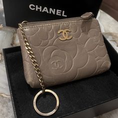 Chanel Camelia Cc Logo Coin Purse Wallet Comes With The Original Box And Authentication Signs Of Use Coin Purse Wallet, Chanel Bags, Cc Logo, Purse Wallet, The Original, Original Box, Coin Purse, Coin, Chanel