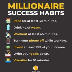 a poster with the words millionaire success habit