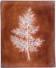 a drawing of a white tree on brown paper