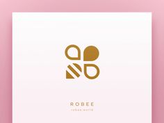 the logo for robbee new world is shown on a white paper with gold foil