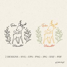 two reindeers svg - eps, dxf and png files