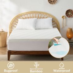 Bamboo from Rayon Mattress Protector Twin Size - Breathable Waterproof Mattress Cover - Fitted Cover with Cooling Fabric - Pillow Top Mattress Pad 16 Inches Deep Pocket Fabric Pillow