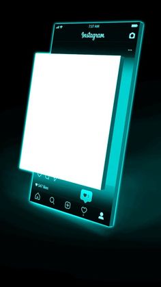 an illuminated cell phone in the dark with a white screen on it's display