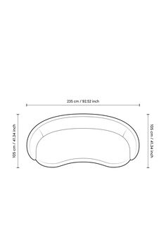 a drawing of an oval shaped table with measurements for the top and bottom portion,