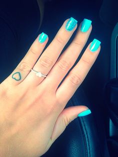 Love my new color!😍💅 Turquoise Dip Nails, Quinceanera Nails, Orange Nail Designs, Teal Nails, Turquoise Nails, Fingernail Designs, Summer Nail Designs, Basic Nails