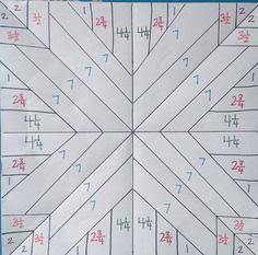 a piece of paper that has been cut into four equal squares with numbers on them