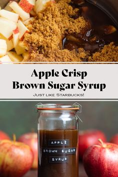 an apple crisp brown sugar syrup in a jar