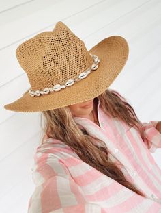 Product Details: Effortlessly elevate your beach style with the Coastal Cowgirl Straw Hat. This lightweight and adjustable hat is made from high-quality straw material, perfect for providing shade on a sunny day. Plus, the seashell detailing adds a touch of coastal charm. Stay fashion-forward and protected from the sun with this must-have accessory! Beige Beachy Straw Hat For Beach, Beachy Straw Hat For Summer Vacation, Beachy Summer Straw Hat For Vacation, Beachy Beige Straw Hat For Beach Season, Beach Season Straw Hat, Beachy Summer Vacation Straw Hat, Summer Beachwear Sun Hat In Toquilla Straw, Beachwear Straw Hat For Beach Season In Beige, Beachwear Beige Straw Hat For Beach Season