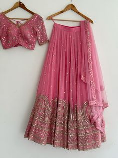 Pink Colour Lehenga, Frock Models, Chikankari Lehenga, Long Skirt And Top, Desi Fits, Indian Wedding Gowns, Asian Aesthetic