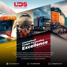 We pride ourselves on our international freight forwarding excellence. From the factory floor to your customer's door, we handle it all with precision and care. Our dedicated team ensures your cargo reaches its destination safely and on time, every time. Transport Poster Design, Logistic Social Media Design, Logistics Design Creative, Customs Broker, Transport Logistics, Car Advertising Design, Freight Forwarding, Banner Design Inspiration