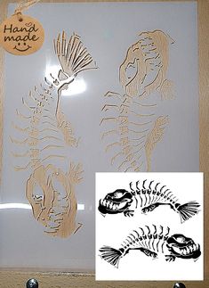 the stencils are being used to create this fish skeleton