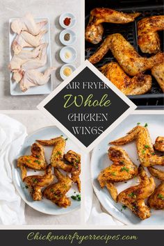 air fryer whole chicken wings on plates