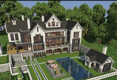 this is an image of a large house in minecraft