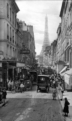 an old black and white photo of the eiffel tower in paris, france