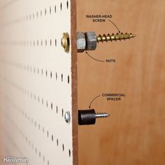 screws are attached to the side of a door