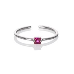 Features * Dainty open ring with a single square pink Cubic Zirconia. Stylishly elegant with 2 delicate claws holding the stone from the sides, these cute rings can be adjusted to be worn on any finger and can be stacked with other rings from this collection * Adjustable rings for women with a small 3 mm square pink cubic zirconia stone * Open silver ring made from Rhodium plated brass * Adjustable rings for women and teenage girls. Hypoallergenic, nickel-free, and lead-free high-quality fashion Dainty Silver Ring, Wide Gold Ring, Ladies Rings, Open Rings, Gold Earrings For Women, Zierlicher Ring, Rose Gold Studs, Square Stone, Opal Earrings Stud