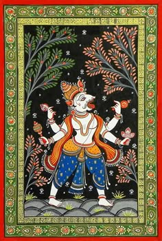 Narasimha Avatar, Hindu Cosmos, Madhubani Paintings