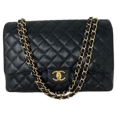 Chanel Black Maxi Caviar Bag. Gold hardware. Excellent condition. Bag looks like it was never carried. Amazing deal for a classic bag by Chanel. New at boutiques over $13,000 plus. Includes authenticity card, dust bag, and box. Full set. Guaranteed authentic. Hermes Crocodile Bag, Chanel 2014, Chanel Maxi, Chanel 2016, Dior New Look, Vintage Chanel Bag, Chanel Suit, Chanel Brand, Crocodile Bags