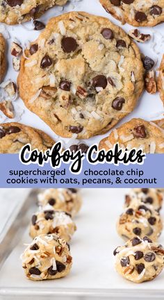 cookies with chocolate chips and coconut on top