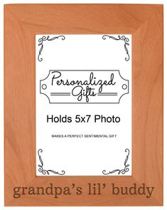 PRICES MAY VARY. A perfect Father's Day gift or birthday memento for sharing memories. Size: This portrait (vertical) orientation frame measures 7 1/2" x 9 1/2" and holds a 5" x 7" photo. Material: Made from real alder wood, this natural frame will have its own unique coloration and wood grain pattern. Engraving and frame color may vary slightly. Features: Frame includes a glass front and can be wall mounted with included hanging clips or table display with included back stand easel. Design: Thi Picture Frame Wood, Grandpa Birthday Gifts, 40th Anniversary Gifts, Memory Frame, Wood Grain Pattern, Picture Engraving, Birthday Gifts For Grandma, Hiking Gifts, Portrait Pictures