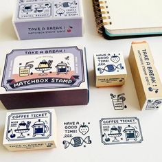 Japan wooden rubber stamp for journaling | Gift | Planner stamp | Decoration stamp | Made in Japan Made in Japan Eric x Sandy Matchbox Stamp with vintage Japan small things pattern and cute little desk items design. It is the perfect decoration planner stamp for Japanese stationery lovers. And now providing 3 different options: ① Stationery shop: 15×19×58mm ② Cafe: 25×25×15mm ③ On my desk: 35×25×2mm ♡ Our new online store: https://the-woods-hk.myshopify.com/ ♡ Welcome message us if you have any Little Desk, Eraser Stamp, Gift Planner, Desk Items, Welcome Message, Planner Stamps, Highlighters Markers, Japanese Stationery, Stationery Shop