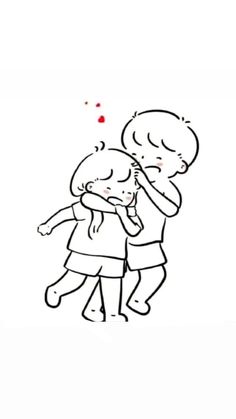 a drawing of two children hugging each other with the caption that says, i love you