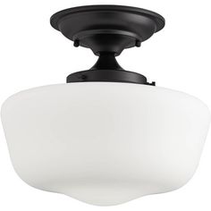 Regency Hill Modern Schoolhouse Farmhouse Ceiling Light Semi Flush Mount Fixture 12 1/4" Wide Black White Glass Shade for Bedroom Kitchen Living Room Floating Ceiling, Semi Flushmount, Farmhouse Ceiling, School House Lighting, Craftsman Bungalow, House Lighting, Industrial Ceiling Lights, Interior Lights, Industrial Ceiling