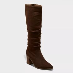 Women's Junie Tall Boots - Universal Thread™ Brown 8.5 : Target Brown Tall Boots Outfit, Dark Brown Tall Boots, Tall Boots Outfit, Brown Tall Boots, Beach Socks, Winter Inspo, Tall Riding Boots, Rubber Boot, Universal Thread