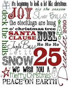 christmas typographs with the words and numbers