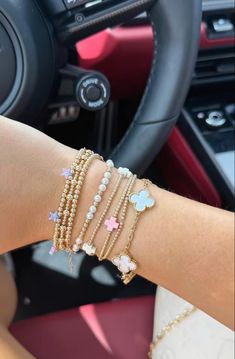 Gold Stackable Jewelry For Summer, Trendy Summer Stackable Jewelry, Stackable Summer Bracelet Jewelry, Trendy Stackable Summer Jewelry, Enewton Stack, Trendy Pink Stacked Jewelry, Enewton Bracelets Stacks, Bracelet Stack Ideas