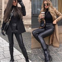 Reposhing This Item I Purchased From @Flyupfly. Loved It, But Didn’t Fit Me. Questions? Leave A Comment Below! Combat Boot Outfit, Outfit Botas, Leather Pants Outfit, Winter Fashion Coats, Shoes Design, Black Leather Pants, Design Clothes, Faux Leather Pants, Zara Pants