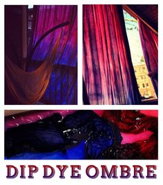 the collage shows different types of curtains and bedspreads with text reading dip dye ombre