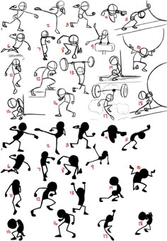 an image of cartoon people doing different things in the same place with numbers on them