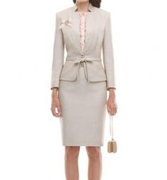 A taupe or light colored power suit might be nice for the Pledge. Professional Clothing, Professional Outfits Women, Power Suit, Professional Outfits, Be Nice, Summer Top, Peplum Dress