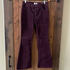 Wrangler Retro Women's Corduroy High Rise Stretch Trouser Jeans - Nwot Sz14/32l Eggplant Color Full Length Corduroy Jeans, Fitted Full Length Corduroy Jeans, Purple Corduroy Pants, Purple Courderoy Pants, Vintage Brown Corduroy Bottoms, Wrangler Pants, Riding Jeans, Eggplant Color, Adidas Track Suit