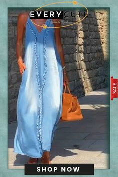 Trendy Blue Plain Denim Sleeveless Maxi Dress Denim Blue Cotton Maxi Dress For Summer, Denim Maxi Dress For Summer, Summer Maxi Length Denim Dress, Casual Denim Blue Cotton Maxi Dress, Casual Denim Blue Maxi Dress For Spring, Casual Summer Denim Maxi Dress, Casual Summer Maxi Denim Dress, Casual Maxi Length Denim Dress For Summer, Summer Medium Wash Maxi Denim Dress