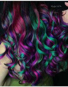 Hair Color Unique Peekaboo, Vivid Hair Color Peekaboo, Peacock Hair Color Peekaboo, Edgy Summer Hair Color, Dark Vivid Hair Color, Cool Hair Color Ideas For Blondes, Fantasy Hair Color Ideas, Peekaboo Rainbow Hair, Crazy Hair Color Ideas