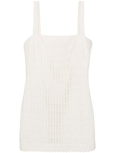 This Simkhai minidress is crafted from cotton with an open knit design. It features a full lining, square neck, and sleeveless construction with a scalloped hem. Farfetch Dress, Jonathan Simkhai Dress, Farfetch Mini Dress, White Alaia Dress, Lanvin White Dress, Farfetch Knit Top, Square Neck Top, Ribbed Knit Dress, Scalloped Hem