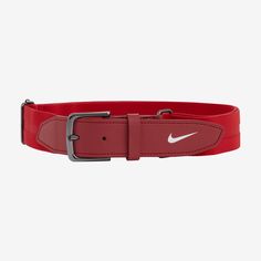 Designed for the diamond, this baseball belt is made of heavy, durable elastic and synthetic leather for a stretchy, customizable fit. Crazy Fits, Synthetic Leather, Softball, Zinc Alloy, University, Baseball, Elastic, Nike, Red