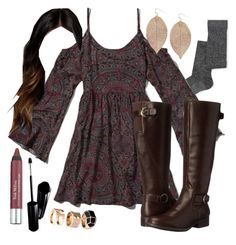 Pretty Little Liars Outfits, Drapey Dress, Dresses Burgundy, Mixed Print Dress, Abercrombie And Fitch Dresses, Aria Montgomery, Outfits Polyvore, Viscose Dress, Grunge Look