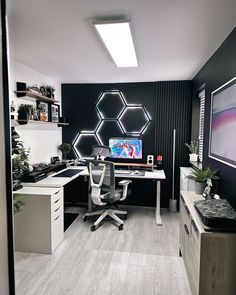 Modern Tech Office, Gaming Desk Setup Ideas, Boys Bedroom Modern, Desk Setup Ideas, Tech Office, House Flipper, Home Office Set Up, Gaming Desk Setup, Boys Bedroom Makeover