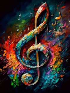 Treble Clef Painting, Music Note Artwork, Music Studio Art, Music Student Gifts, Music Notes Art, Wall Art Music