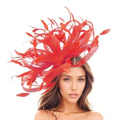 Red Large Statement Hatinator Kentucky Derby Fascinator Womens Ascot Headwear Ladies Day Hats Formal Feather Headpiece High Tea Party Races Hats By Cressida Kentucky Derby & Ascot Fascinator Hats Red Ostrich Sinamay & Feathers Fascinator Hat Gorgeous red sinamay loops trimmed with lots of red feathers Measures about 16 Inches wide This red headpiece is mounted with a matching headband. If you prefer a headband to match your hair, please make a note at check out what colour headband you want. Mak Red Headpiece, Floral Headdress, Kentucky Derby Fascinator, Feather Headpiece, High Tea Party, Derby Fascinator, Fancy Cocktails, Feather Fascinators, Fascinator Hat