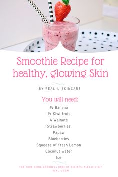 Skincare Smoothie, Skin Smoothie, Makeup Removal Tips, Lemon Coconut, Forehead Wrinkles, Healthy Drink, Easy Smoothie Recipes, Good Smoothies